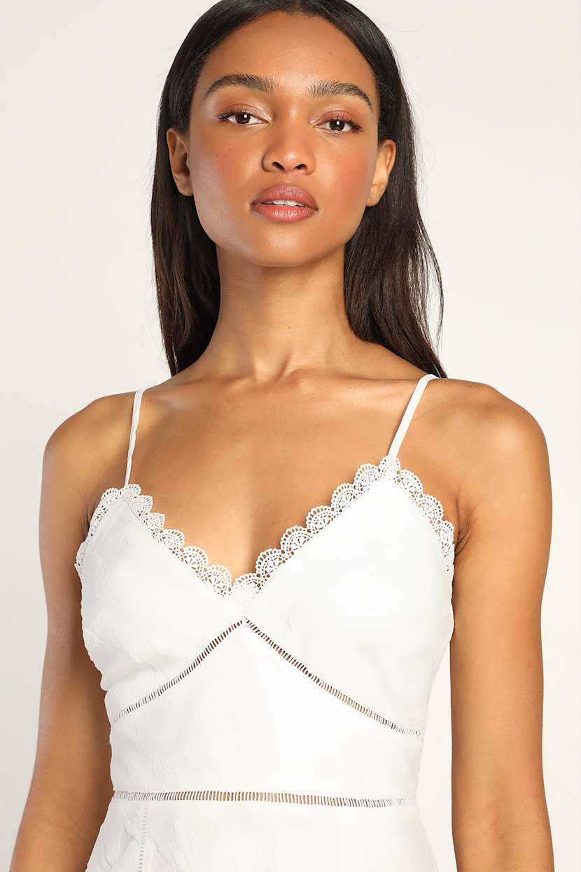 White Midi Dress - Lace Trumpet Dress - Floral Lace Dress - Lulus