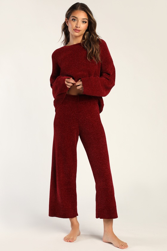 Maroon chenille sweater on sale