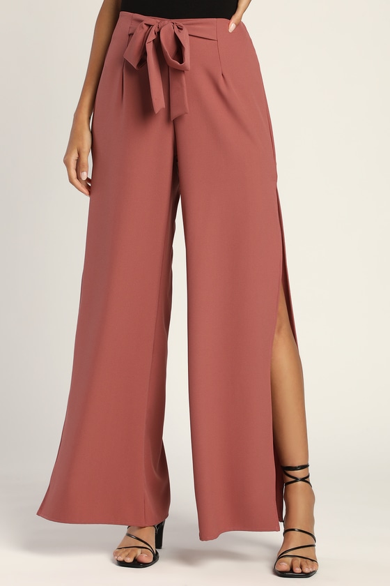 Chic Mauve Pants - Wide-Leg Pants - Side Slit Pants - Lulus
