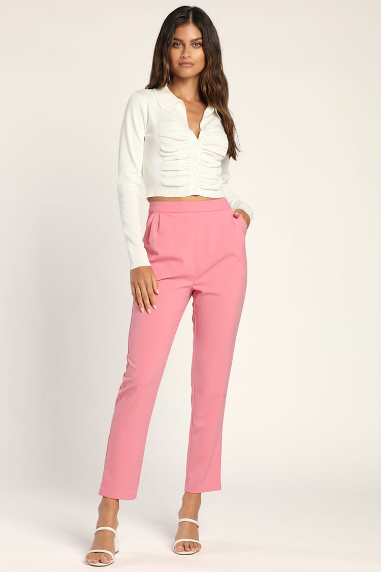 pink high waisted dress pants Gina High Waisted Dress Pants