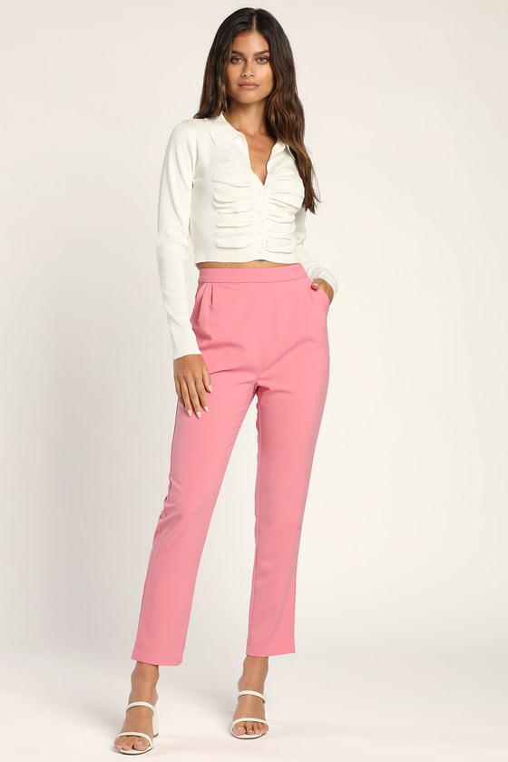 pink high waisted pants