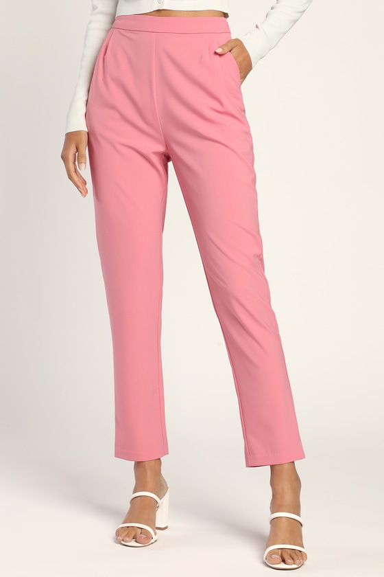 Combo: White & Pink Mist Cigarette Pants- Set of 2 – Thevasa