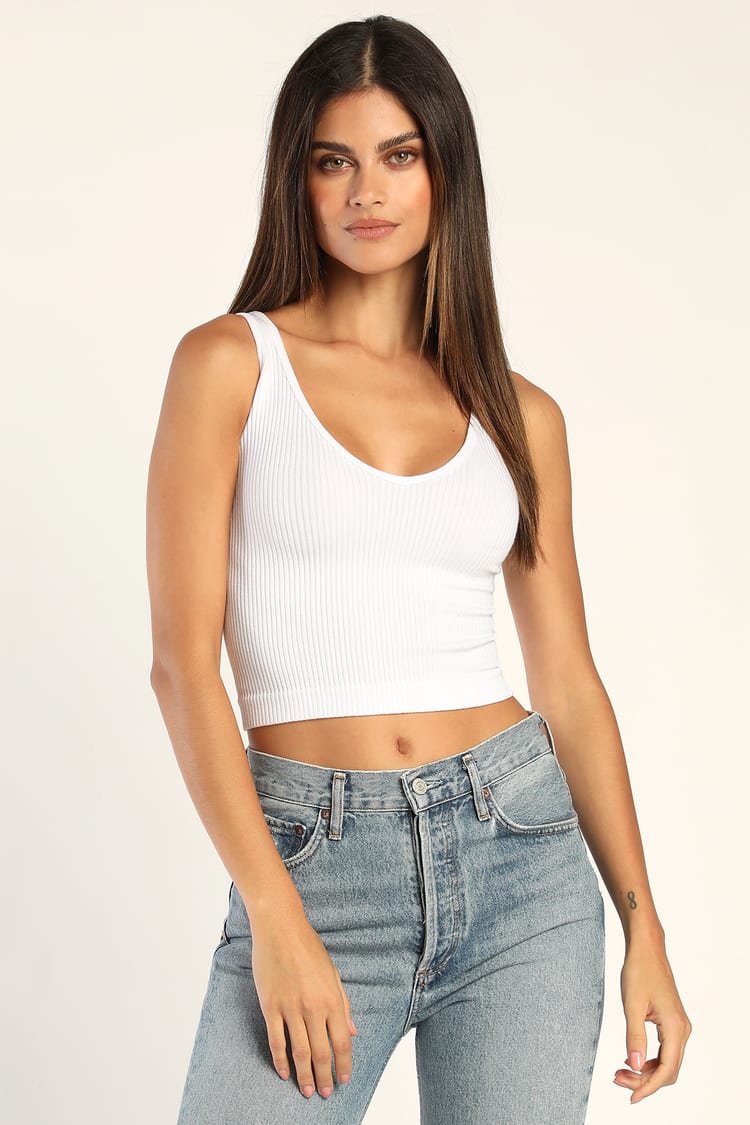 crop top tank top white