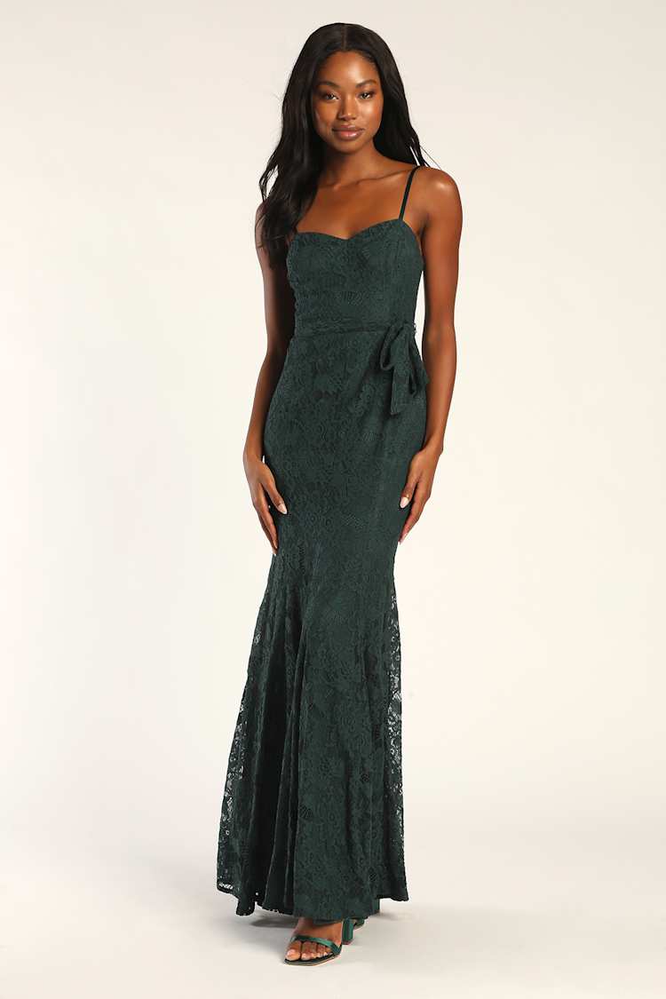 knee length dresses for ladies Lace Maxi Dress: Emerald main image 1