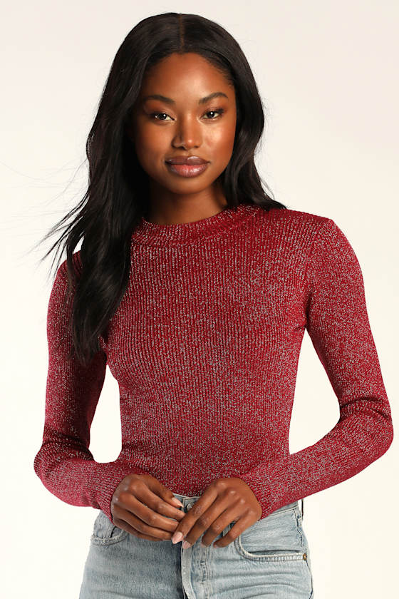 Wine Red Bodysuit Sparkly Bodysuit Long Sleeve Bodysuit Lulus