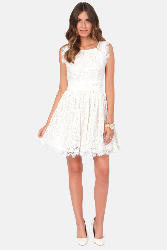 Darling Angelina Dress - Ivory Dress - Lace Dress - $121.00