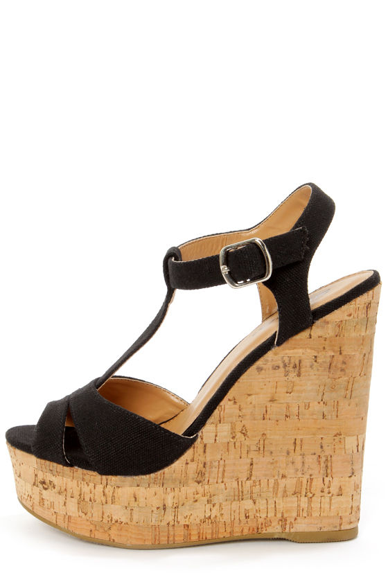 soda black wedge sandals