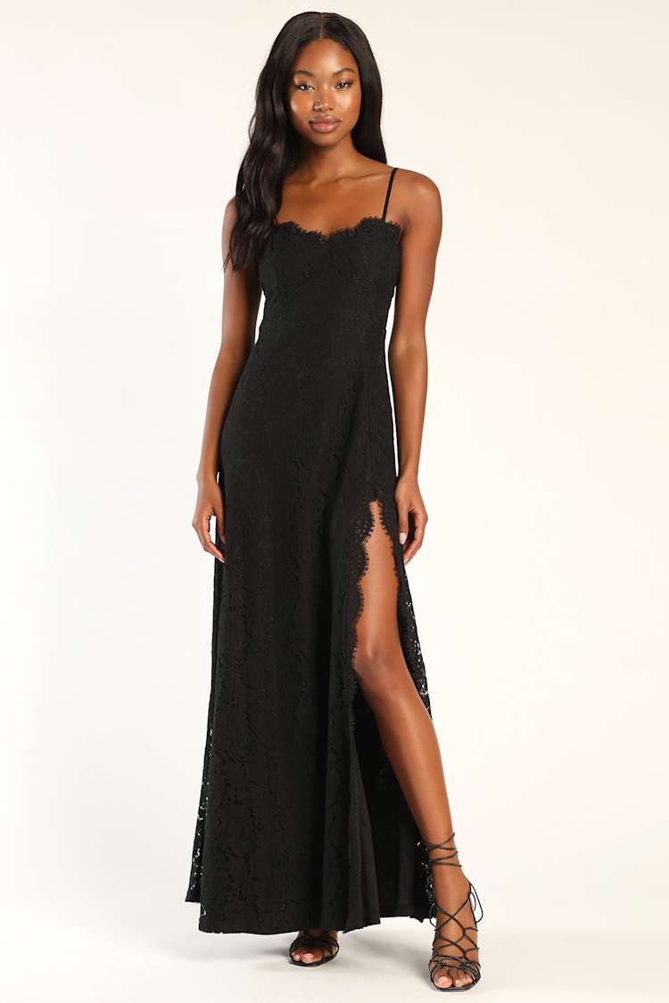 Black Lace Dress - Lace Maxi Dress - Sweetheart Lace Dress - Lulus
