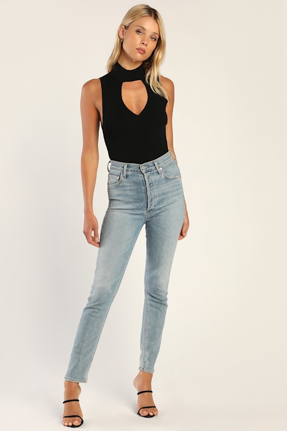 Chic Intrigue Black Ribbed Sleeveless Cutout Mock Neck Top 1