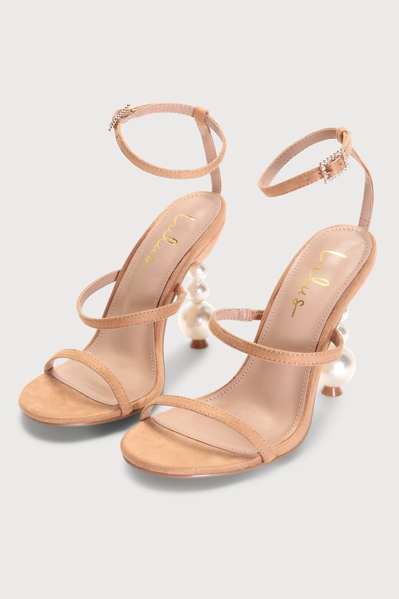 Lulus Linnett Light Nude Sculpted Heel Ankle Strap Sandal Heels In Beige