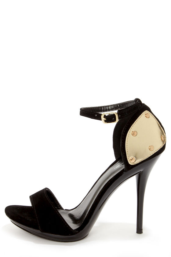 Promise Emerson Black & Gold Plated High Heel Sandals