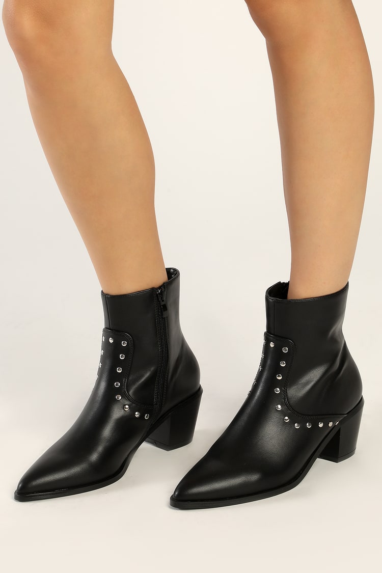 Black Ankle - Pointed-Toe - Short Boots -