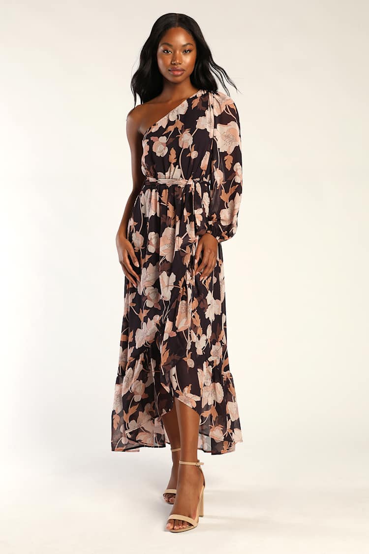 brown and pink floral dress Indie Brown Floral Dress Tea N Rose X-Large