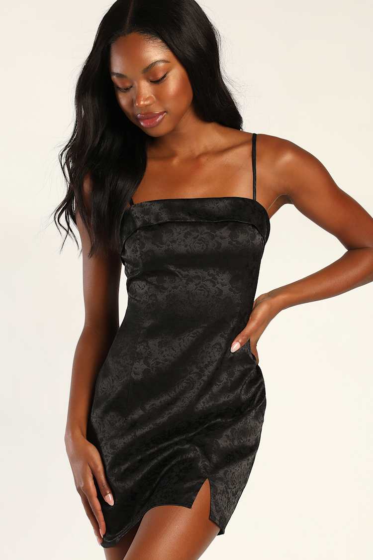 black floral bodycon dress Satin - Mini Dress - Jacquard Dress Sleeve:36 Greek Yogurt Blue Cheese Sexy A-line cocktail dress Black lace Stretchy mesh shapes a