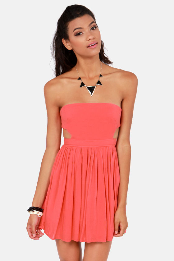 Cute Coral Dress - Strapless Dress - $41.00 - Lulus