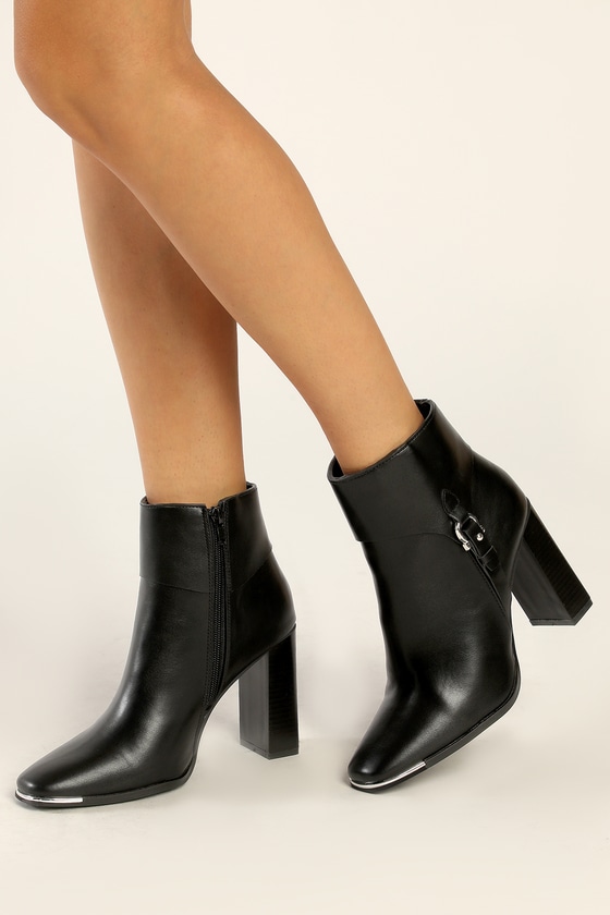 Black Ankle Boots - Black Square Toe Boots - Block Heel Boots - Lulus