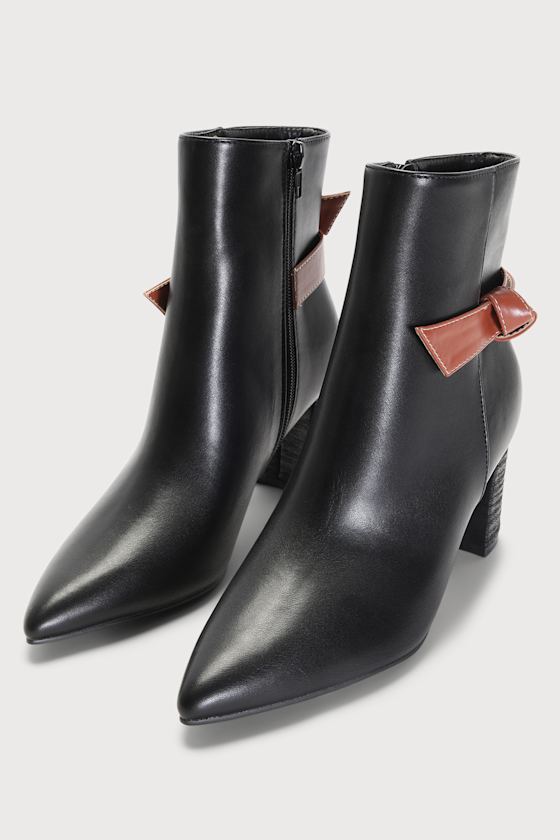 Knota Black Pointed-Toe Bow Booties 3