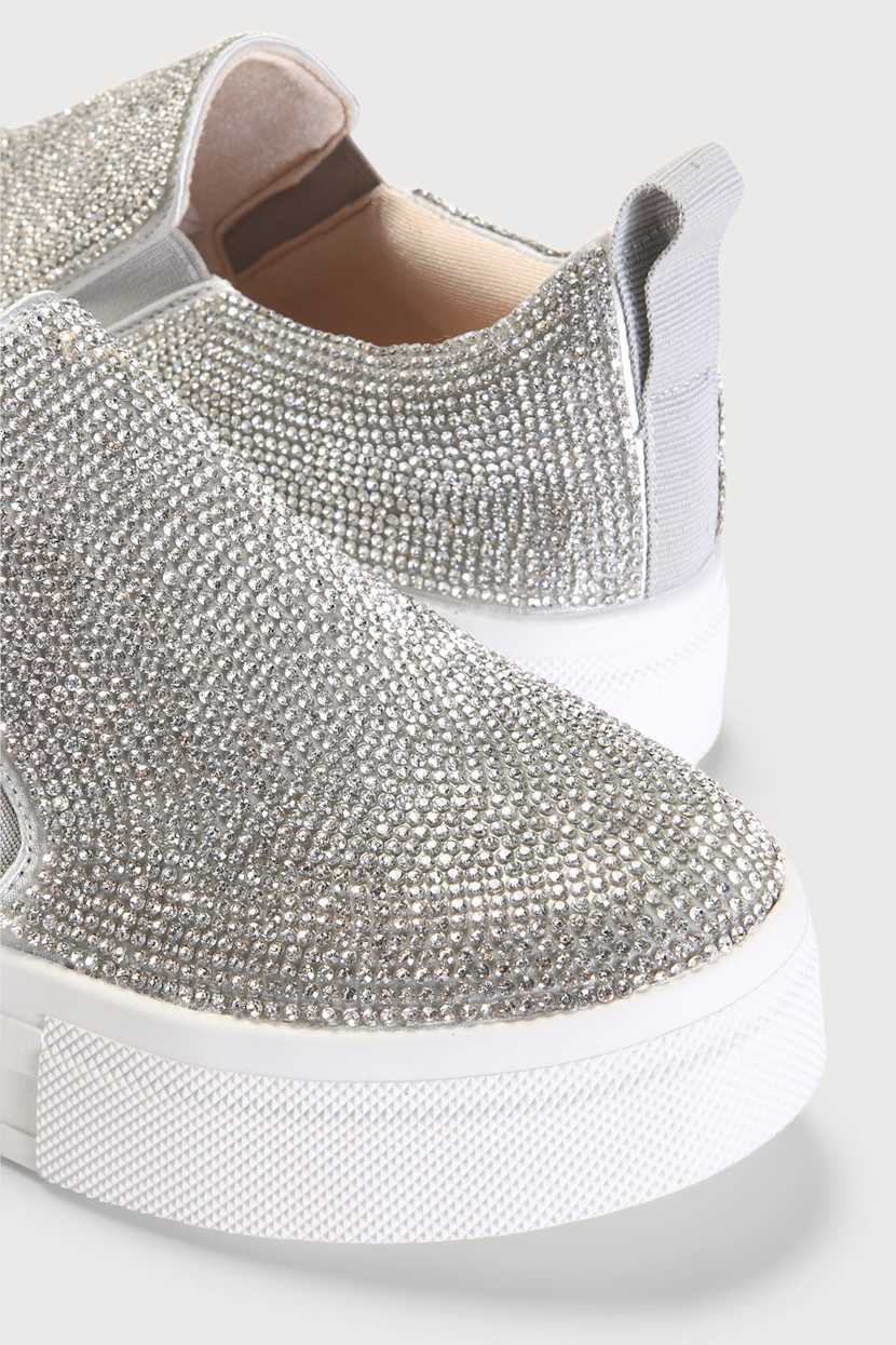 Glitter Slip On Rhinestone Sneakers MUGUOYWomen's Crystal
