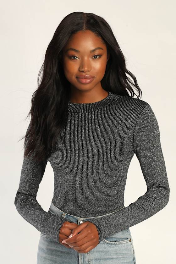 Black Bodysuit Sparkly Bodysuit Long Sleeve Bodysuit Lulus