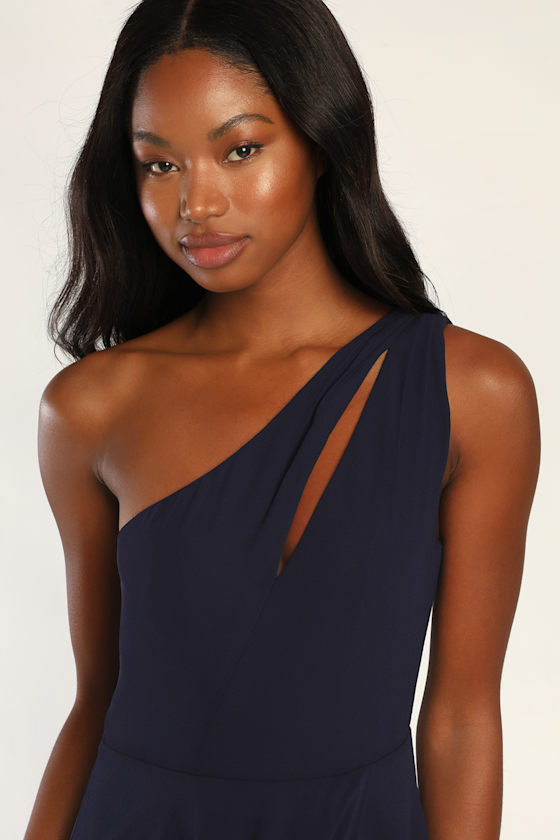 Glamorous Agenda Navy Blue One-Shoulder Cutout Maxi Dress 3