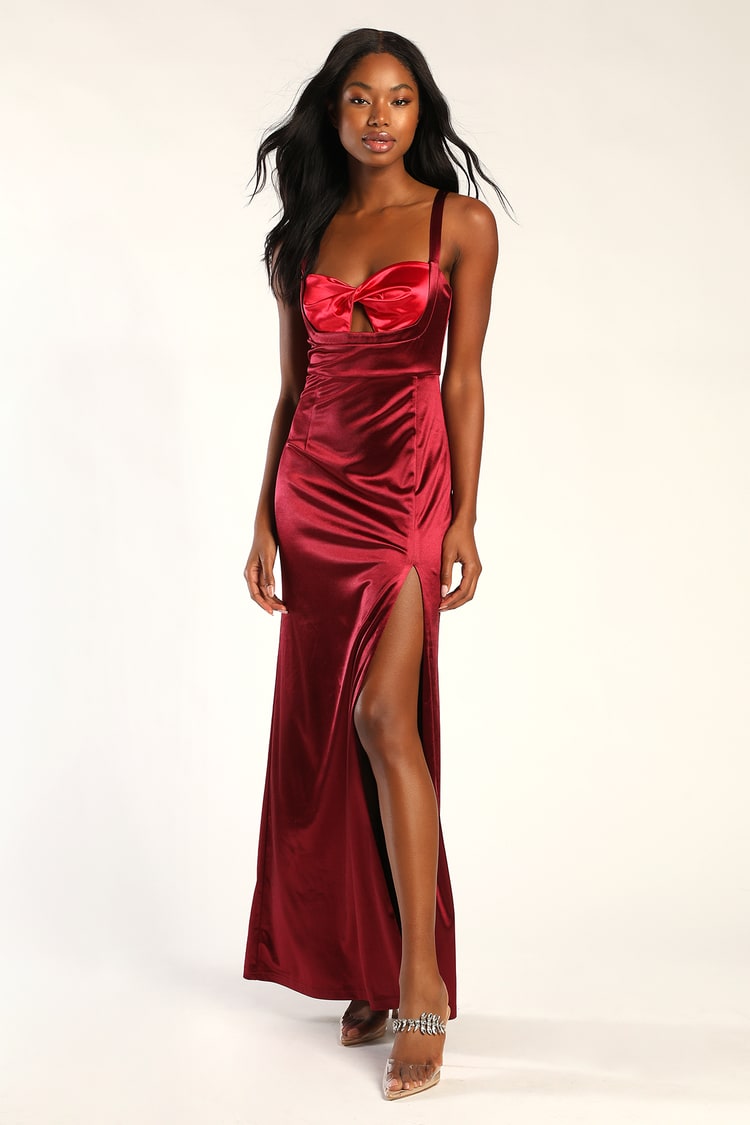 silk red maxi dress