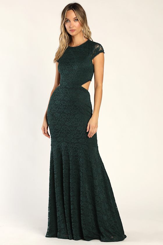Dark Teal Maxi Dress - Cap Sleeve Dress - Lace Maxi Dress - Lulus