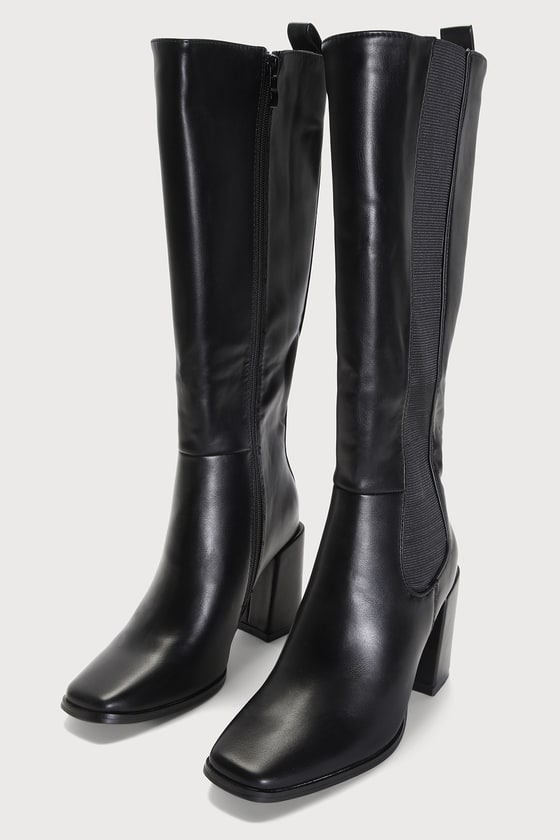 Black Tall Boots - Black Knee-High Boots - Block Heel Boots - Lulus