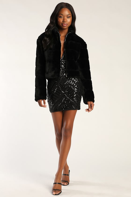 Snow Must Go On Black Faux Fur Quilted Jacket 3