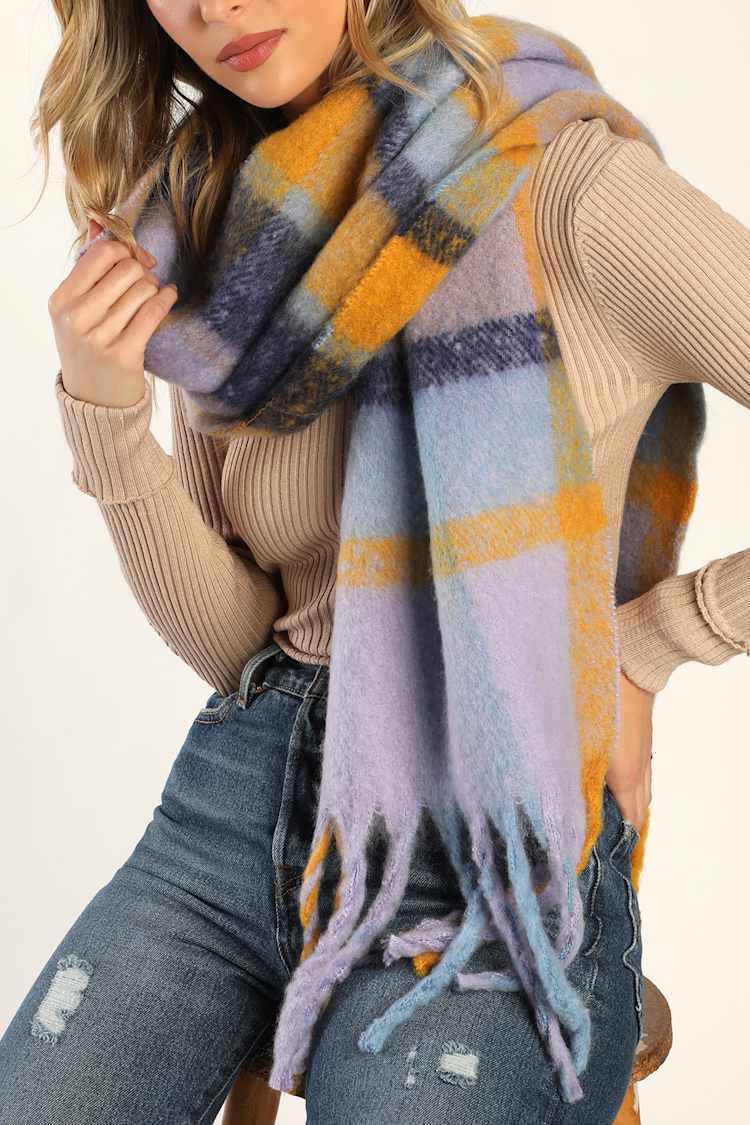 Écharpe Femme Frangée Multicolore Saumon Et Bleu - 72 X 22 Pouces - Inde