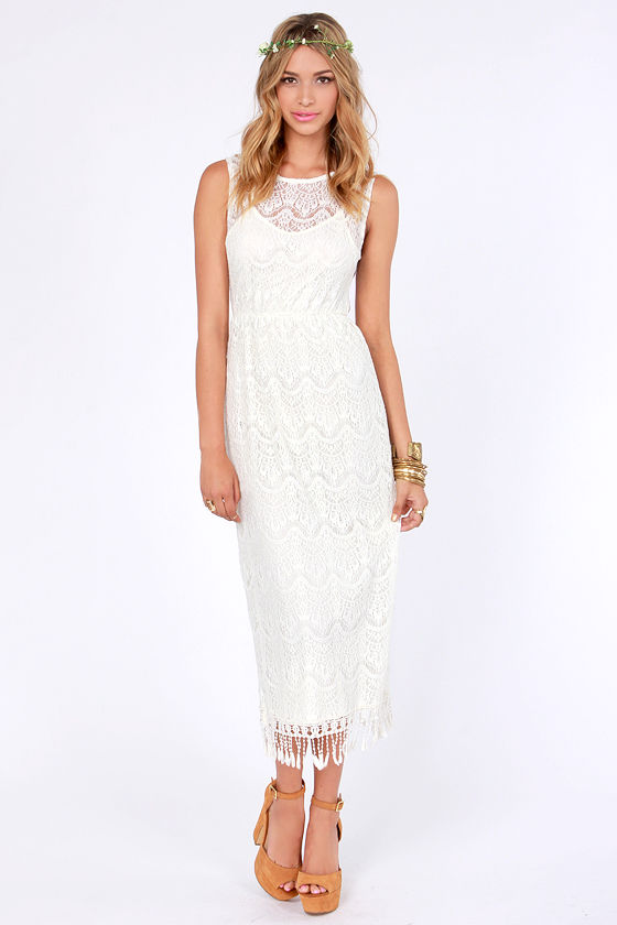 cream colored lace dress