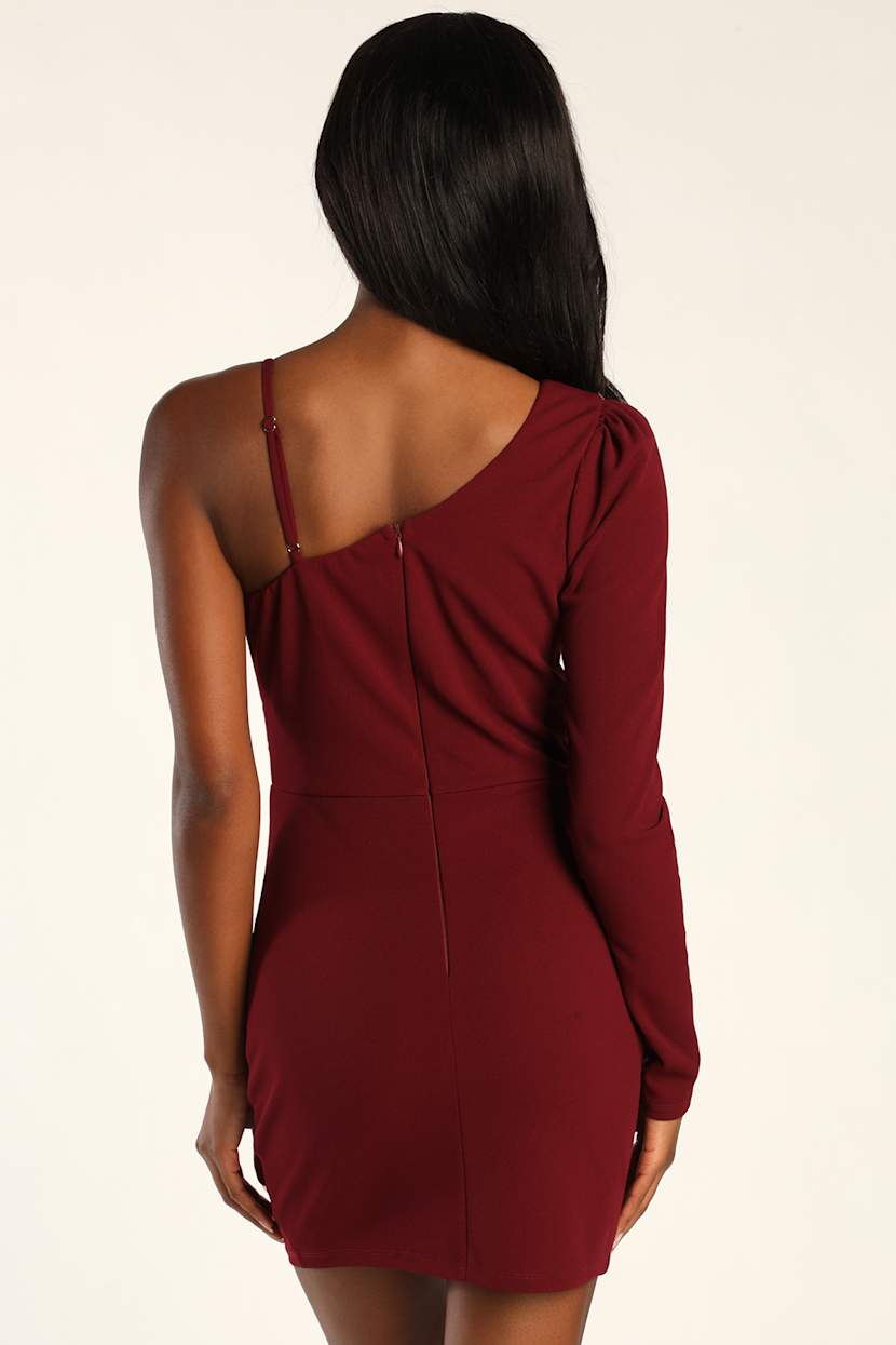 Burgundy Dress - Faux-Wrap Mini Dress - Asymmetrical Mini Dress - Lulus Burgundy Dress - Faux-Wrap Mini Dress - Asymmetrical Mini Dress - Lulus