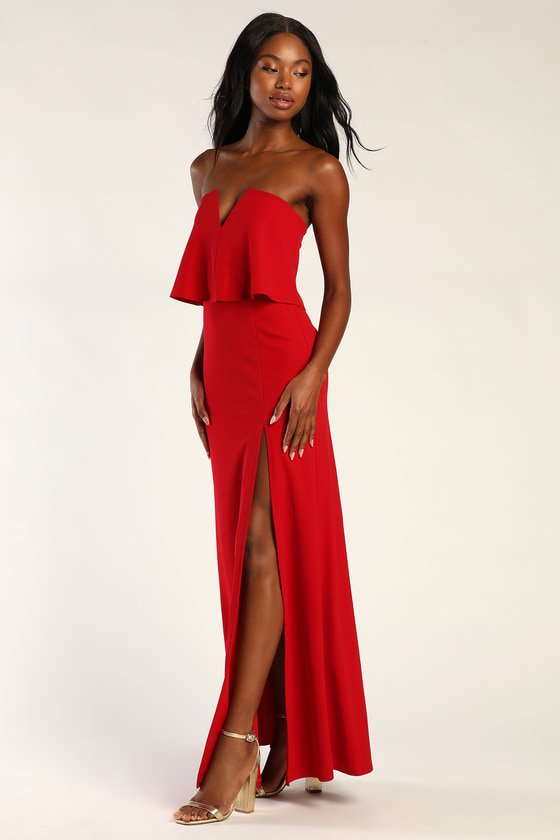Sexy Red Dress - Strapless Maxi Dress - Mermaid Maxi Dress - Lulus