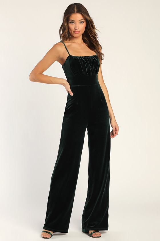 Emerald Jumpsuit - Luxe Velvet Jumpsuit - Wide-Leg Jumpsuit - Lulus