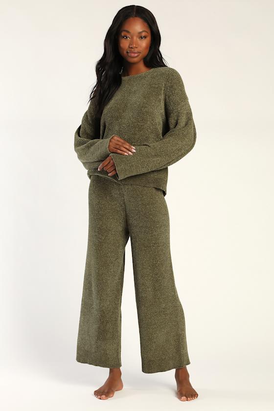 Comfy Cutie Olive Green Chenille Sweater 2