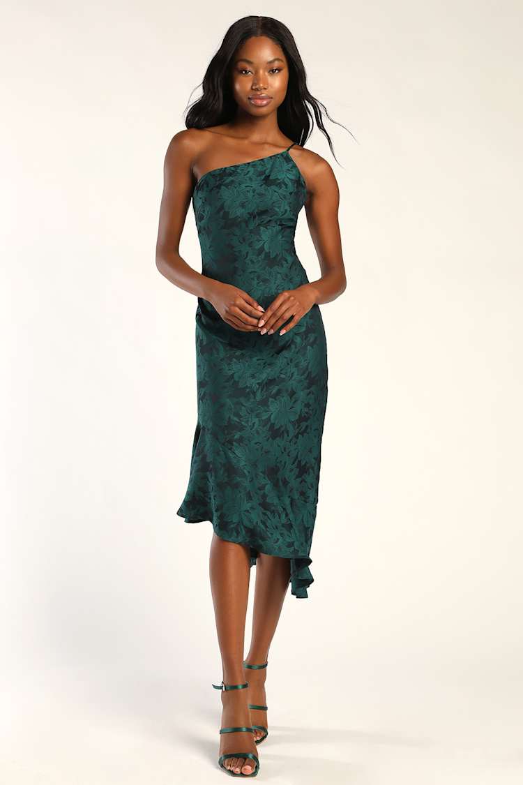 Emerald Floral Dress - One-Shoulder Dress - Asymmetrical Dress - Lulus Emerald Floral Dress - One-Shoulder Dress - Asymmetrical Dress - Lulus