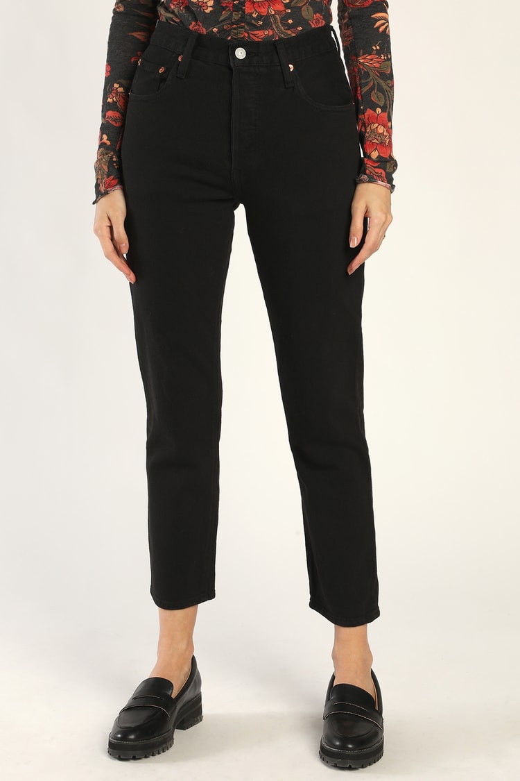 Levi's 501 Black Sprout - Straight Leg Jeans - High Rise Jeans - Lulus