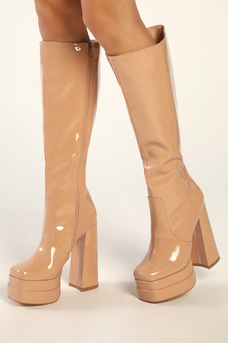 square toe platform boots