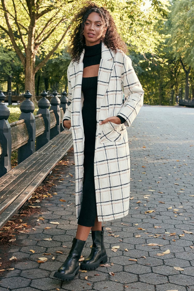 Warm Front Ivory Plaid Coat