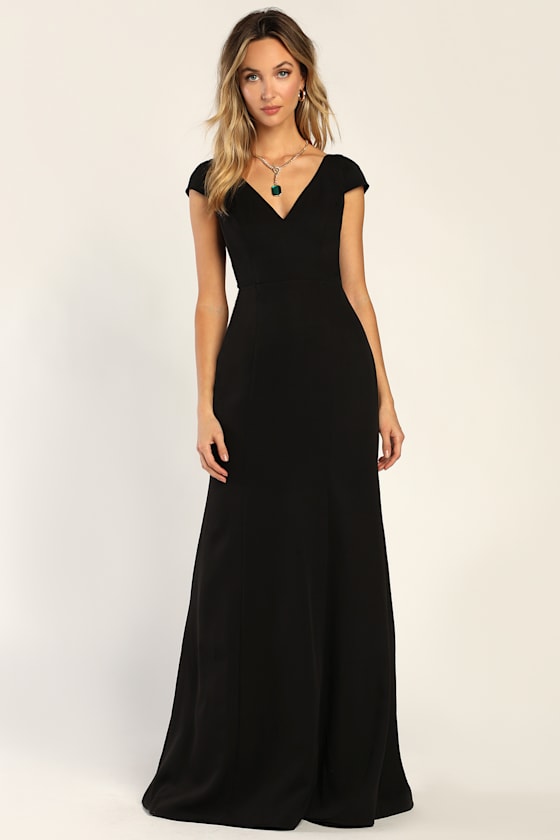May Cap Sleeves Dress Black 1