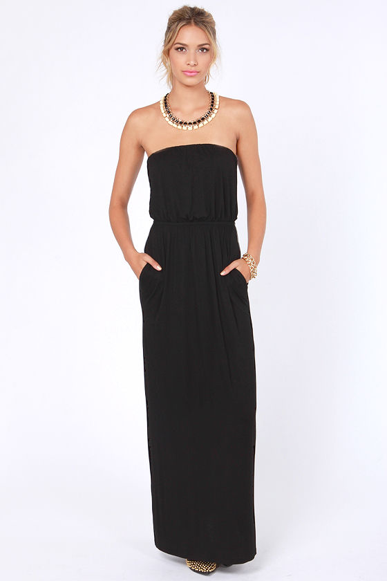 Cute Black Dress - Maxi Dress - Strapless Dress - $41.00 - Lulus