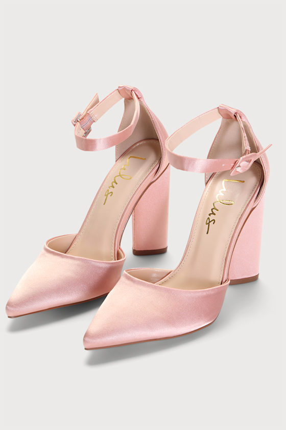 Syngo Rose Gold Satin Pointed-Toe Ankle Strap Pumps 3