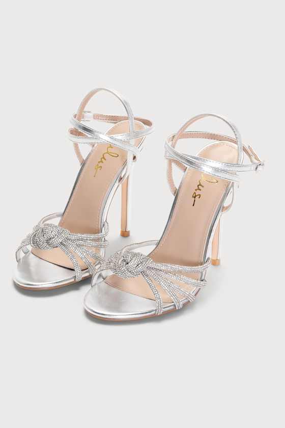 Noranie Silver Rhinestone High Heel Sandals 3