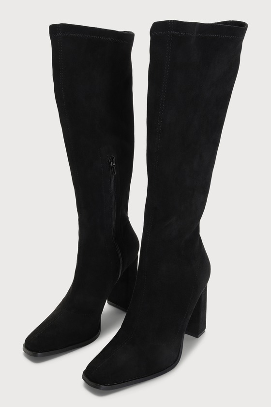 GUESS Women's Lannie Block Heel Almond Toe Tall Dress Boots - Macy's