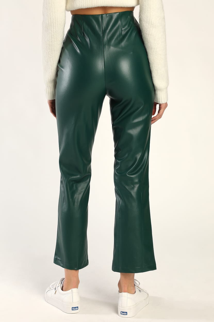 Op grote schaal Gehoorzaam dubbele Green Flare Pants - Vegan Leather Pants - Flared Cropped Pants - Lulus