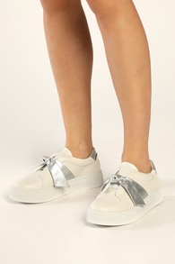 Calissa Silver Bow Flatform Sneakers