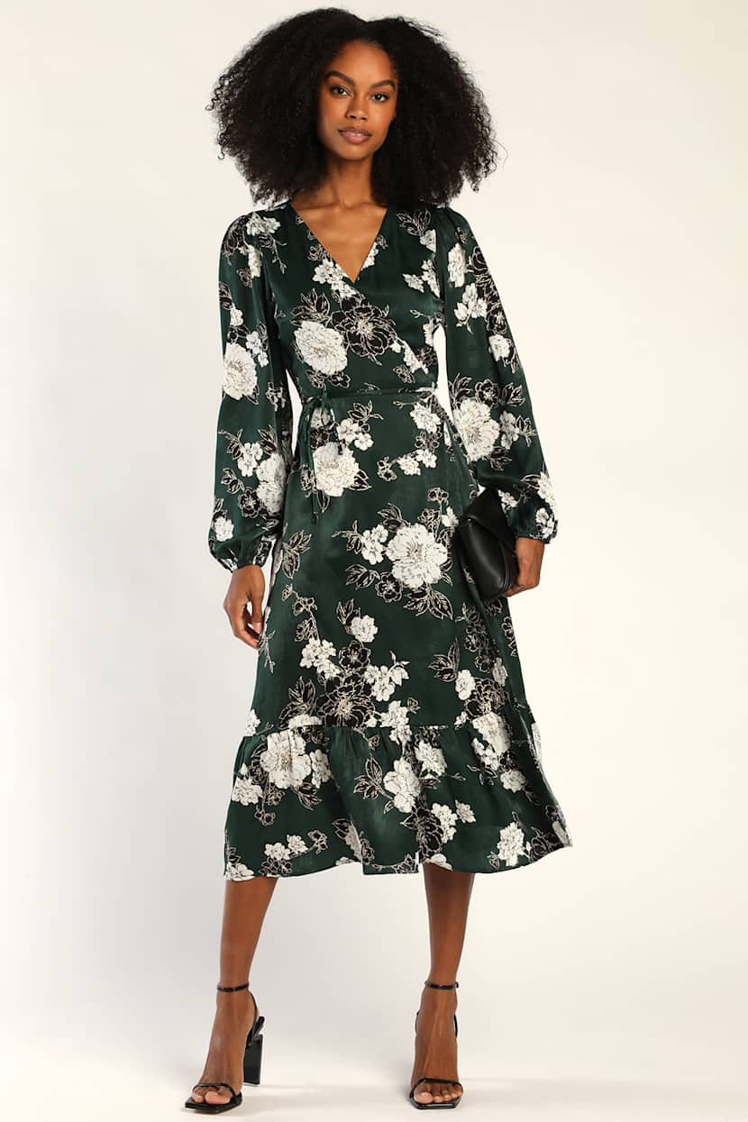 lulus emerald green wrap dress Lulus Sparkly Darling Emerald Green Sequin Long Sleeve Wrap Dress Size  Medium