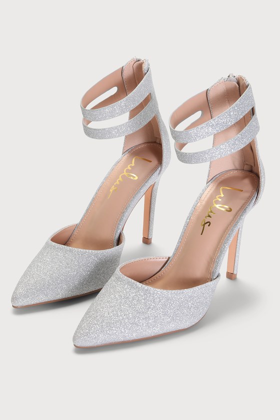 Terry de Havilland Silver Glitter Heels Shoes Sandals Size 40 7 UK | eBay
