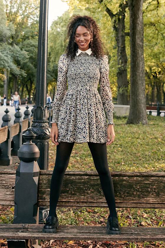 Trendy Long Sleeve Dress | Black Long 