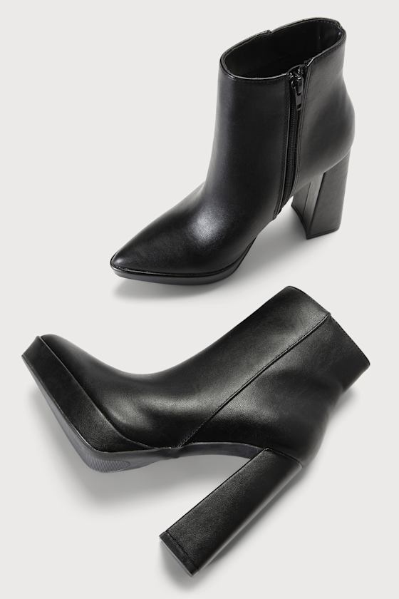 Black Boots - Ankle Booties - Pointed-Toe Boots - Platform Boots