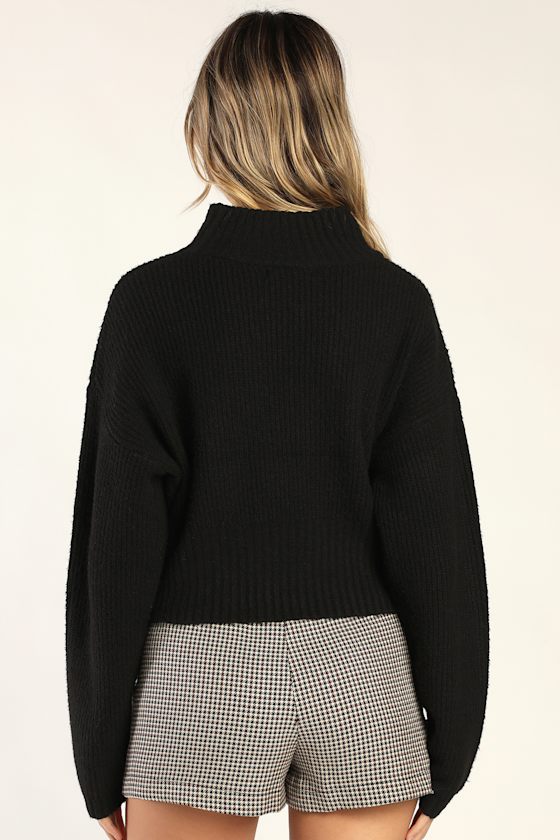 Black Sweater - Mock Neck Sweater - Cropped Sweater - Lulus